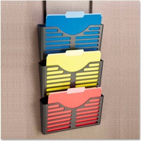 UniversalOne„¢ Plastic Cubicle Triple File Pocket, Black, Universal, Mfr#: 8163